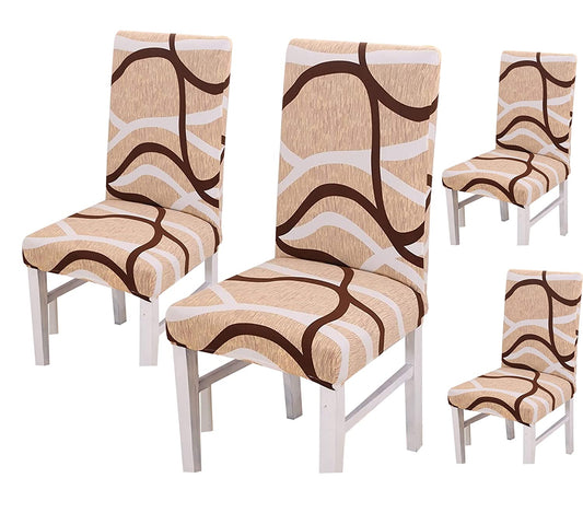 Elastic Chair Cover Stretch(Beige Wavy Brown)