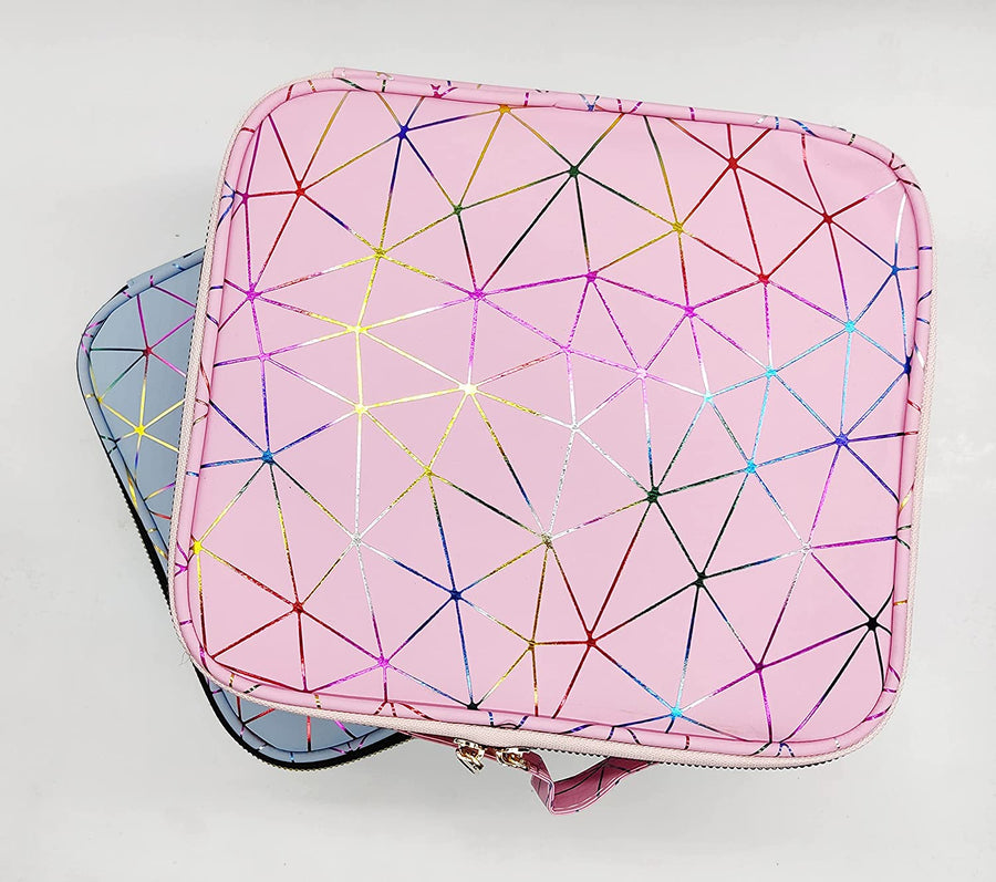 Cosmetic Storage Case with Adjustable Compartment (Pink Diamond)