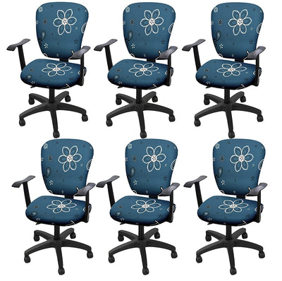 Polyester Spandex Stretch Print Computer Office Chair Cover- Blue Paisley