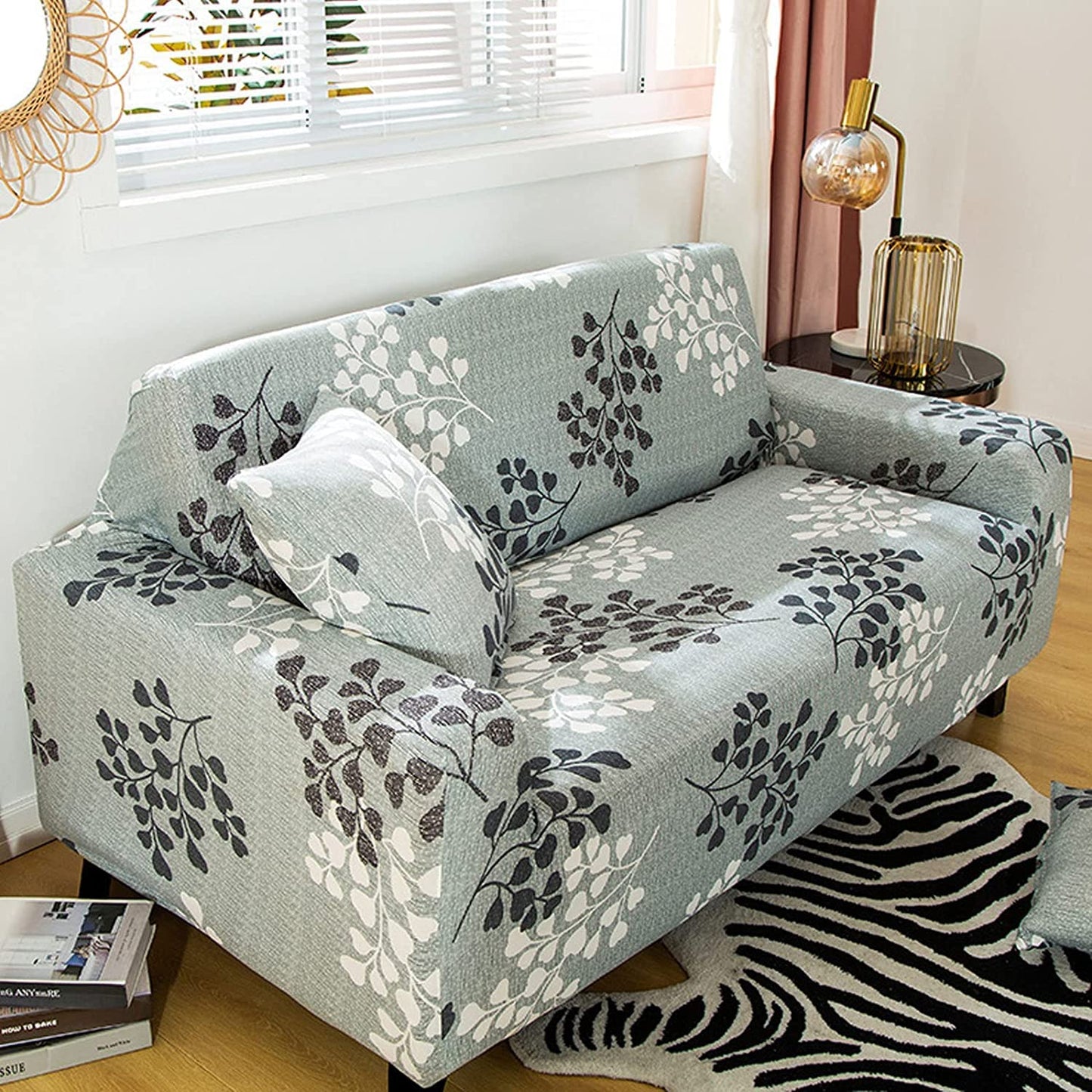 Universal Sofa Slipcover (Grey Petals)