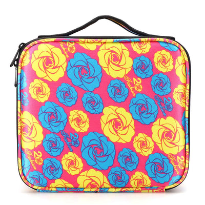 Cosmetic Storage Case with Adjustable Compartment (Pink/Blue/Yellow Flower)
