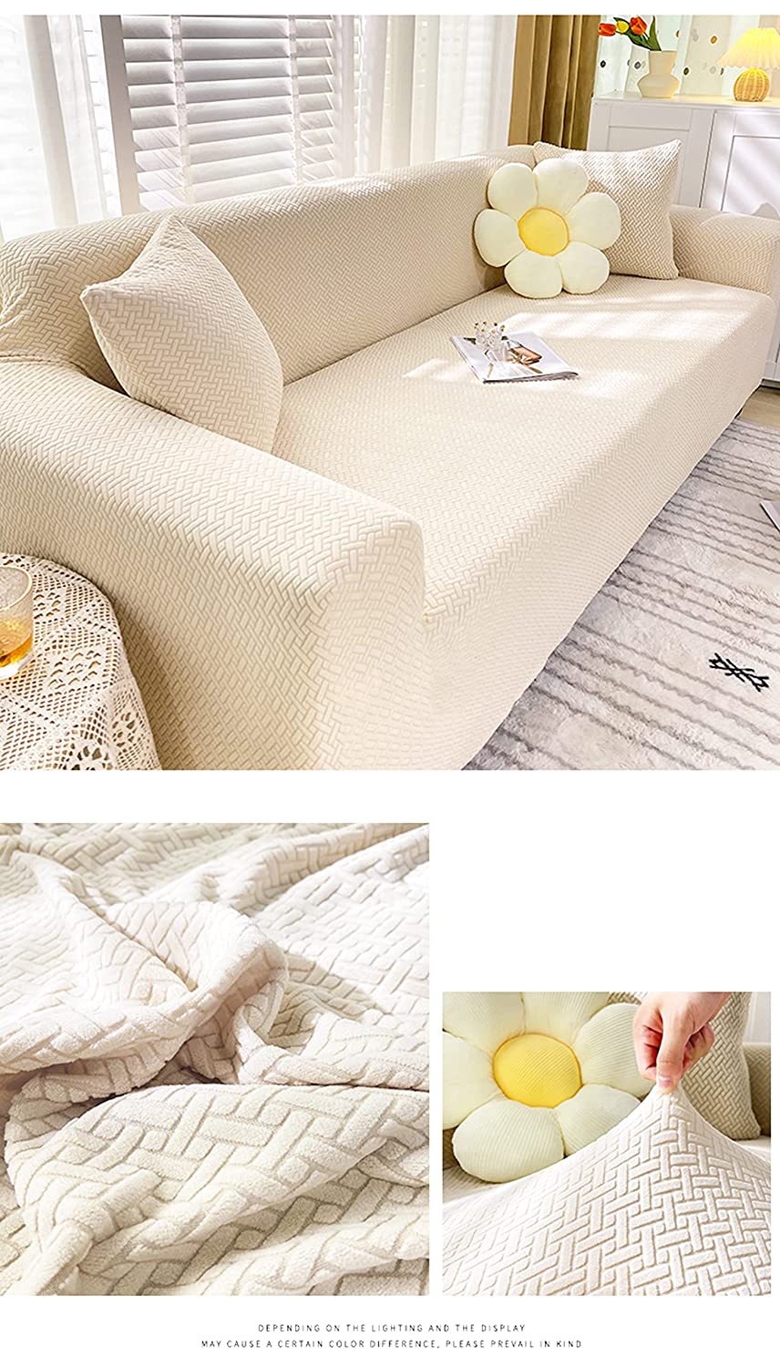 Universal Fleece 220 GSM Fabric Sofa Cover (Cream)