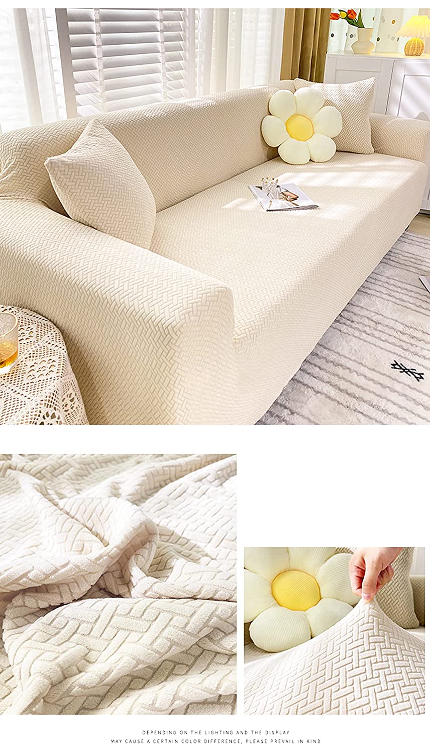 Universal Polar Fleece Fabric Sofa Cover (Cream)