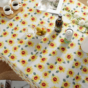 Rectangle Tablecloth Cotton Linen Table Cloth Dust-Proof Table Cover-Sunflower