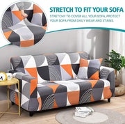 Universal Elastic Sofa Cover(Grey/Orange Abstract)
