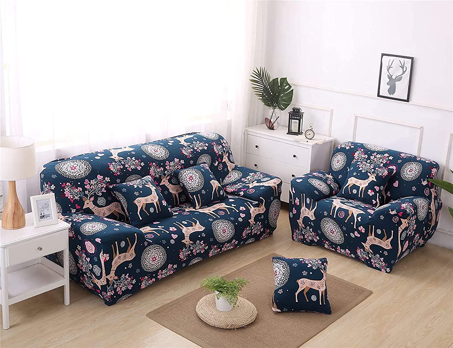 Universal Elastic Sofa Cover (Blue Deer)