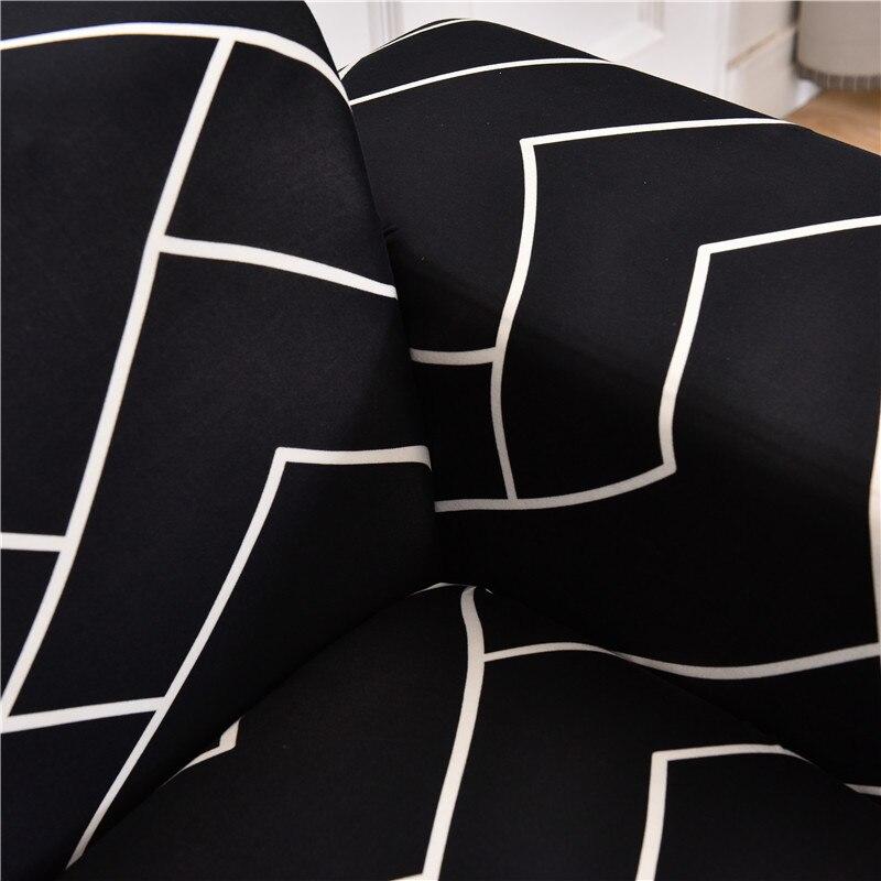 Printed Sofa Cover - Black Herringbone