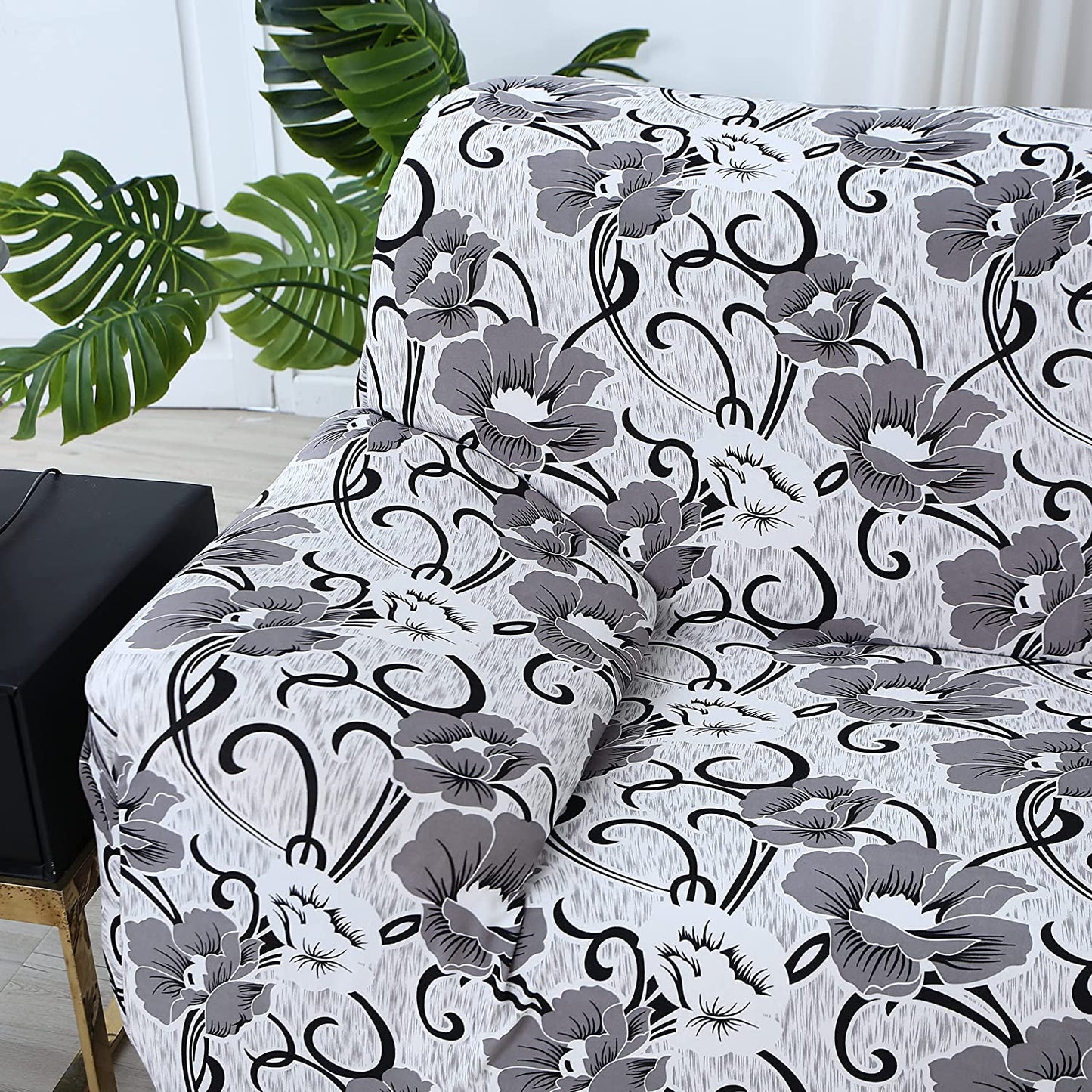 Universal Sofa Slipcover (White Grey Flower)