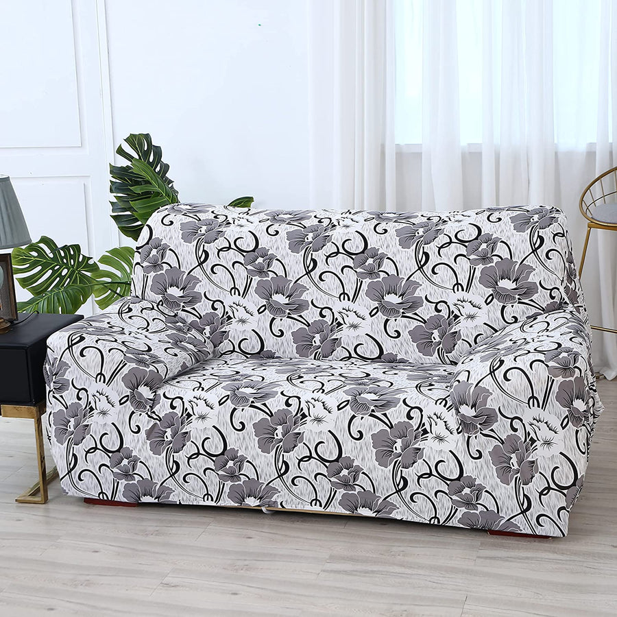 Universal Sofa Slipcover (White Grey Flower)