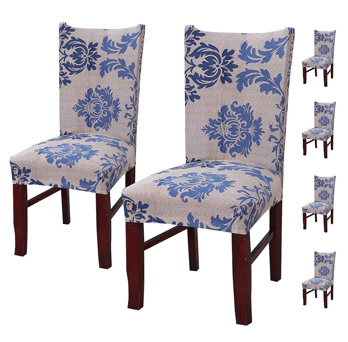 Elastic Chair Cover Stretch(Blue Demask)