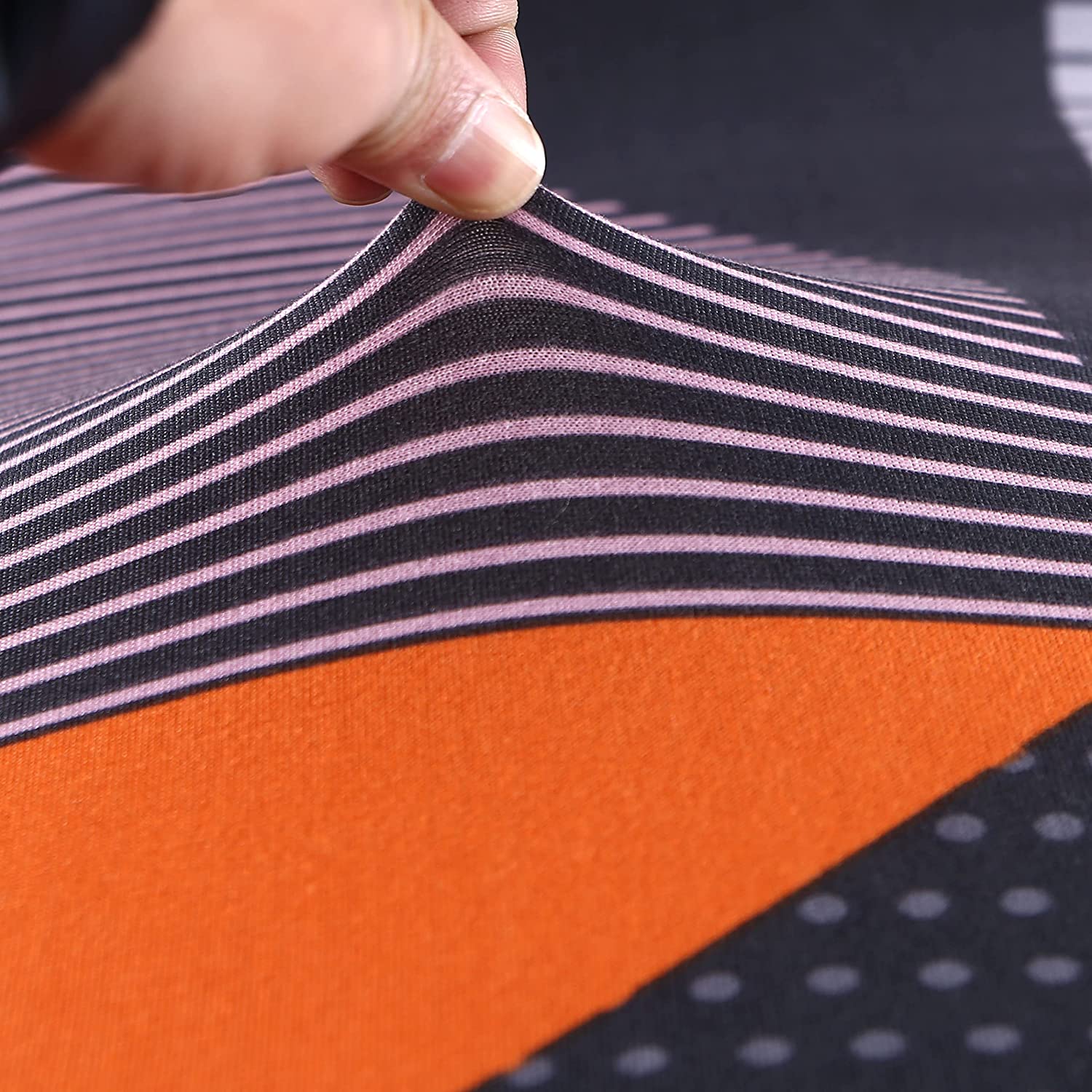 Elastic Chair Cover Stretch (Grey/Orange Abstract)