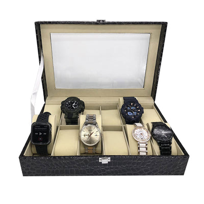 Wrist Watch Display Box Storage Holder Organizer 12 Slots Case Black