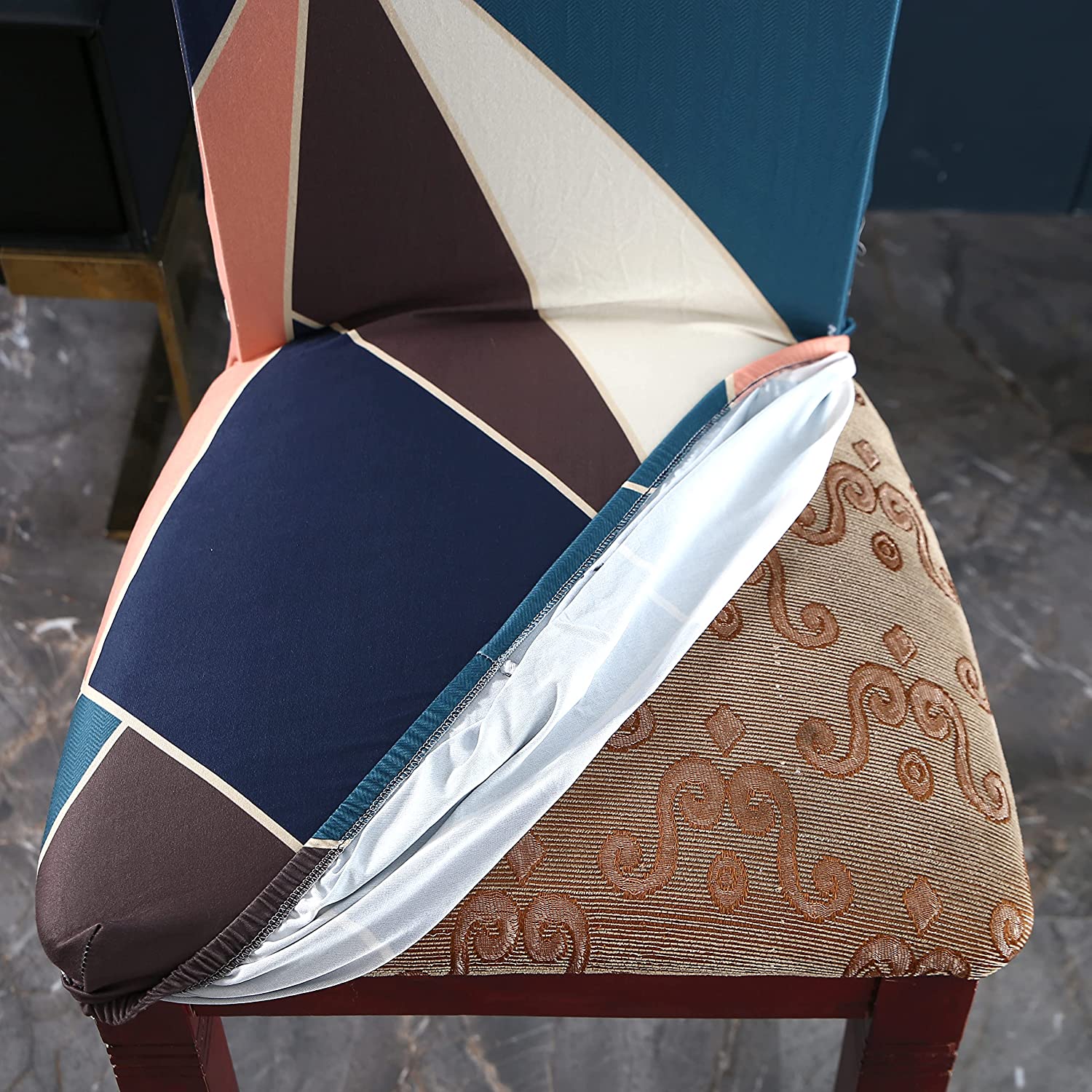 Elastic Chair Cover(Green Peach Prism)