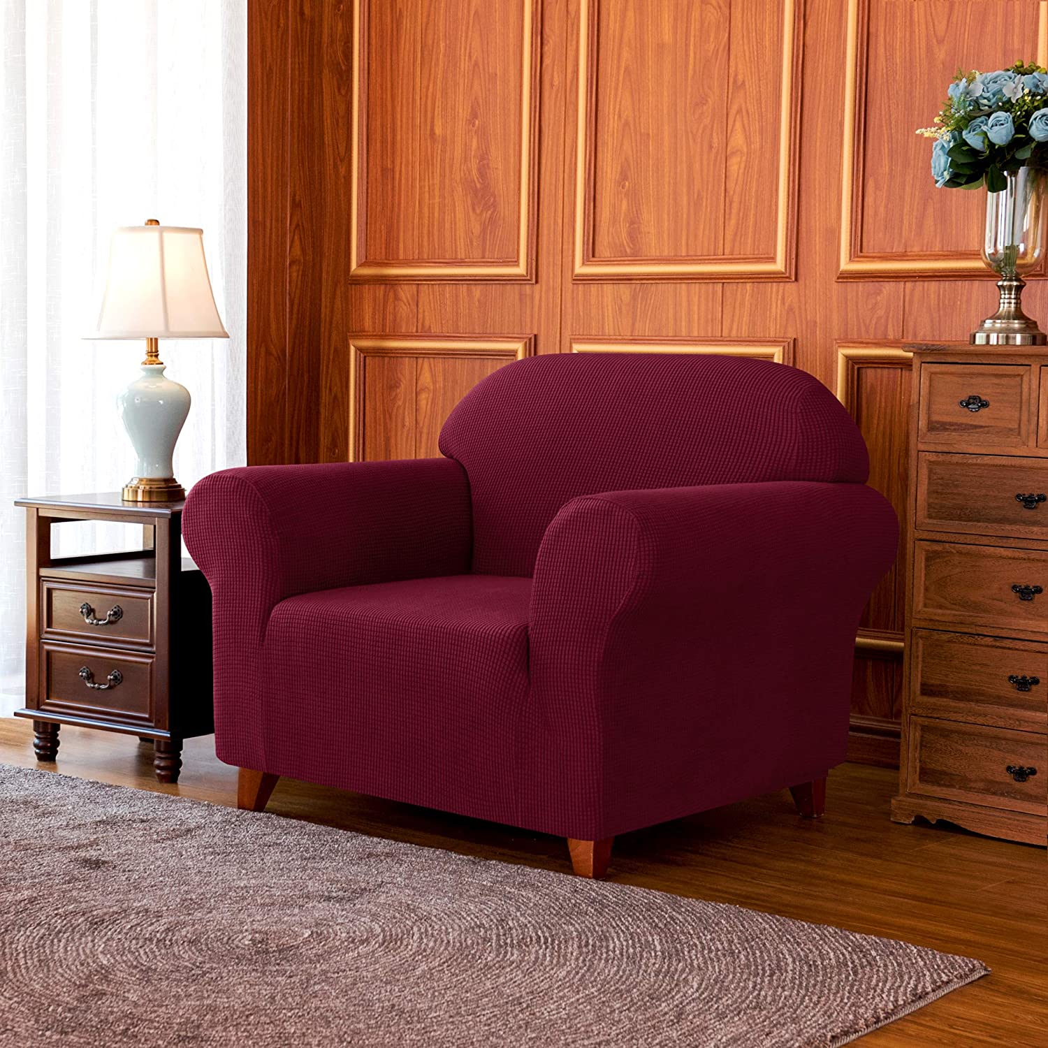 Jacquard Sofa Slipcover - Wine