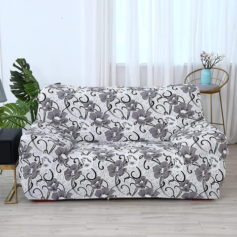 Universal Sofa Slipcover (White Grey Flower)
