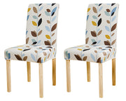 Printed Chair Cover - White Leaf