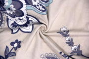 Printed Elastic Chair Cover - Beige/Blue Flower