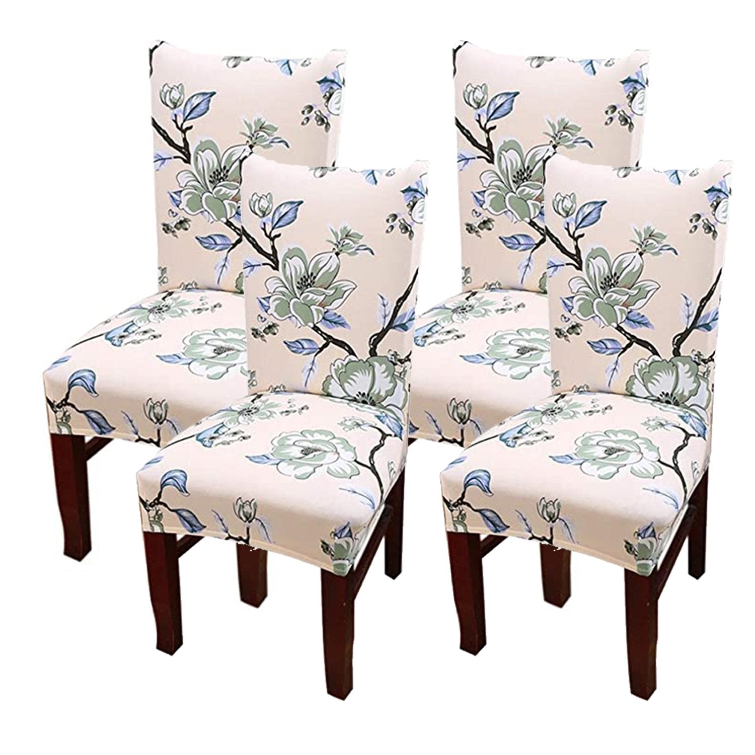 PRINTED ELASTIC CHAIR COVER - Beige Green Flower