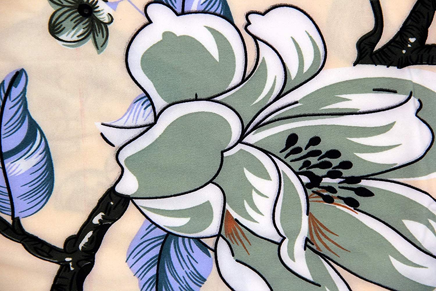 PRINTED ELASTIC CHAIR COVER - Beige Green Flower