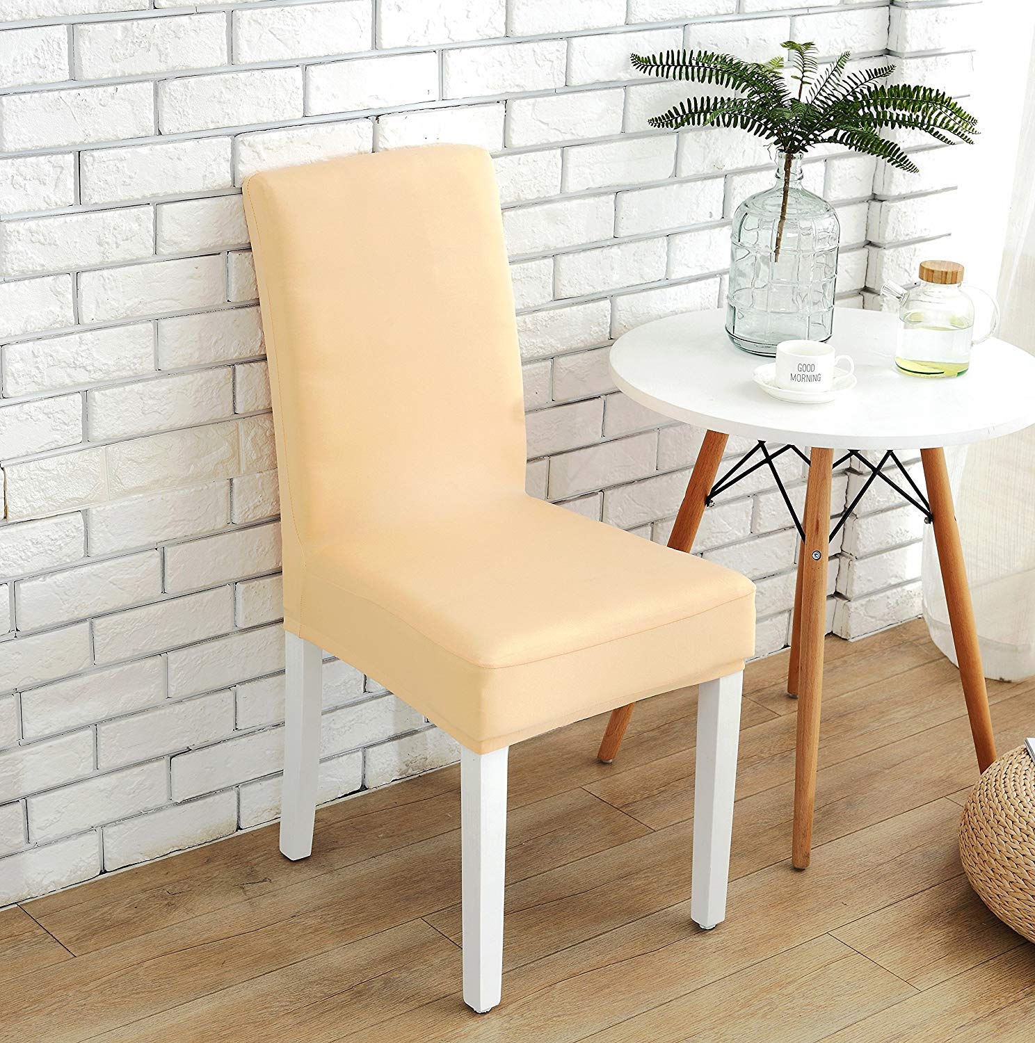 Solid Elastic Chair Cover - Beige