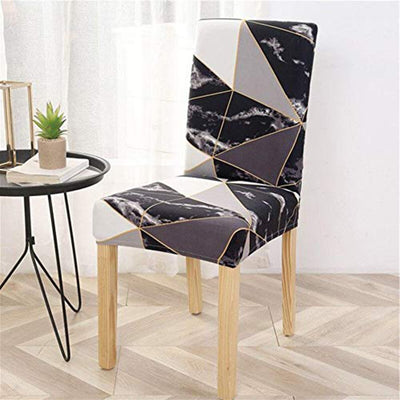 Printed Elastic Chair Cover - Black Prism