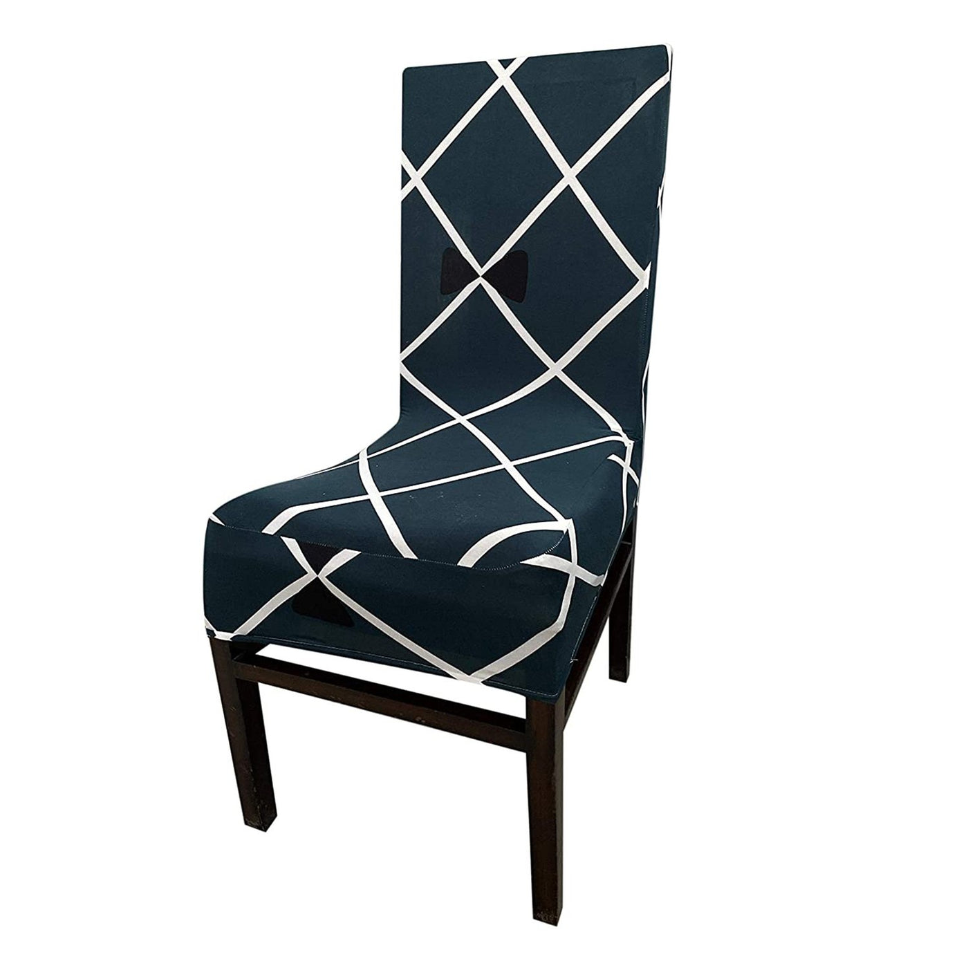 Printed Elastic Chair Cover- Blue Diamond