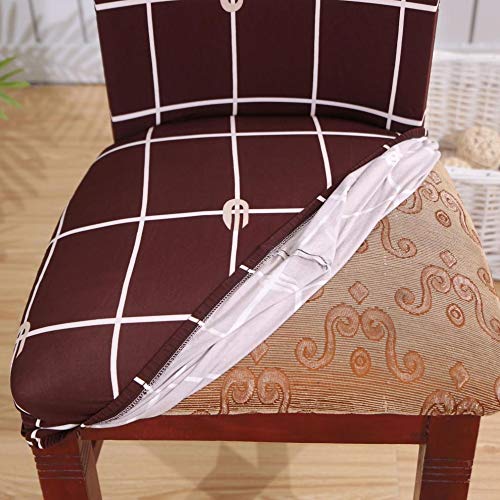 Printed Elastic Chair Cover - Brown Check