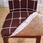 Printed Elastic Chair Cover - Brown Check
