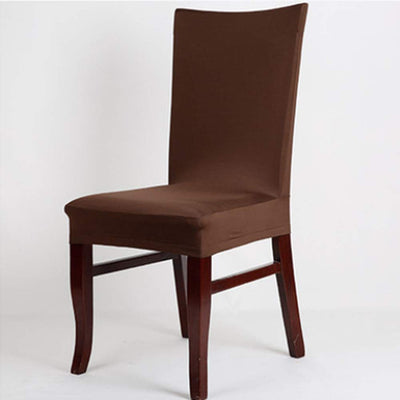 Solid Elastic Chair Cover - Brown