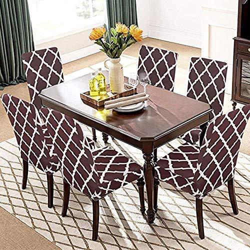 Printed Elastic Chair Cover - Brown Diamond