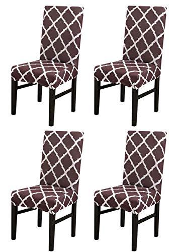 Printed Elastic Chair Cover - Brown Diamond