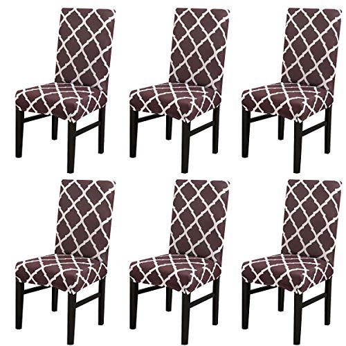 Printed Elastic Chair Cover - Brown Diamond