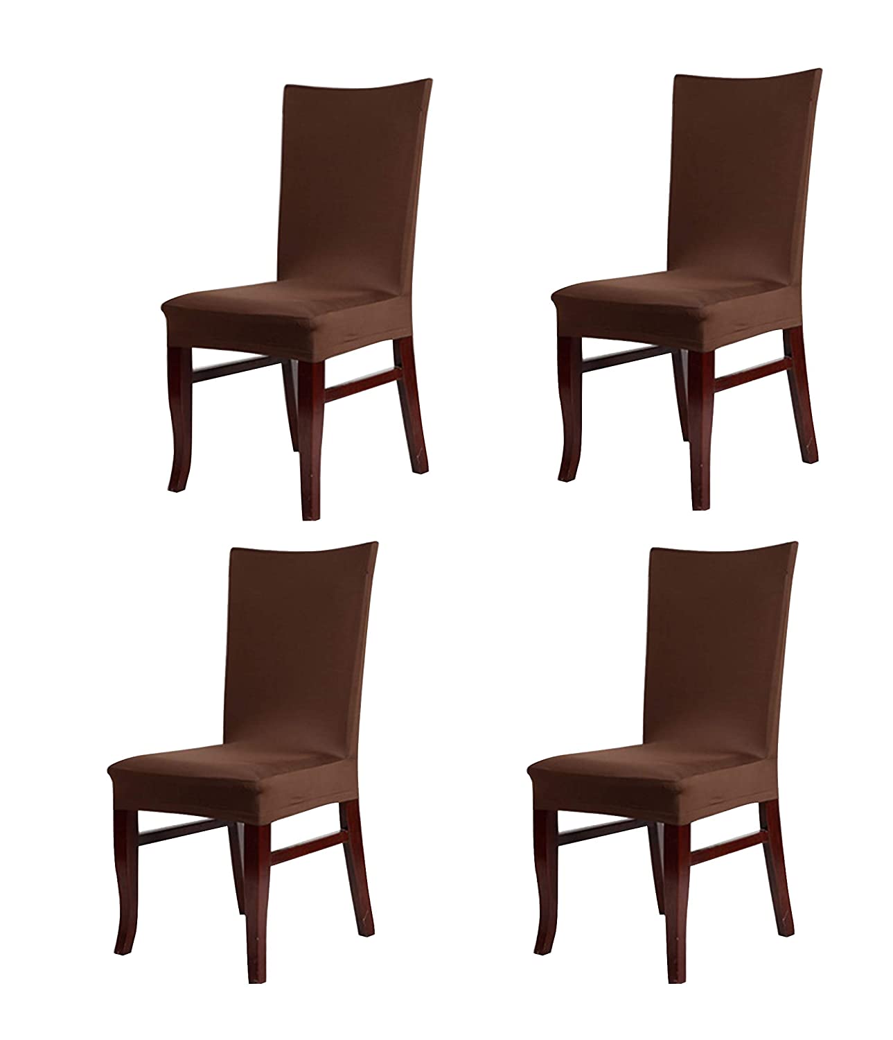 Solid Elastic Chair Cover - Brown