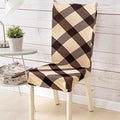 Printed Elastic Chair Cover - Brown White Check