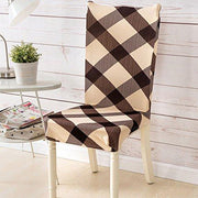 Printed Elastic Chair Cover - Brown White Check