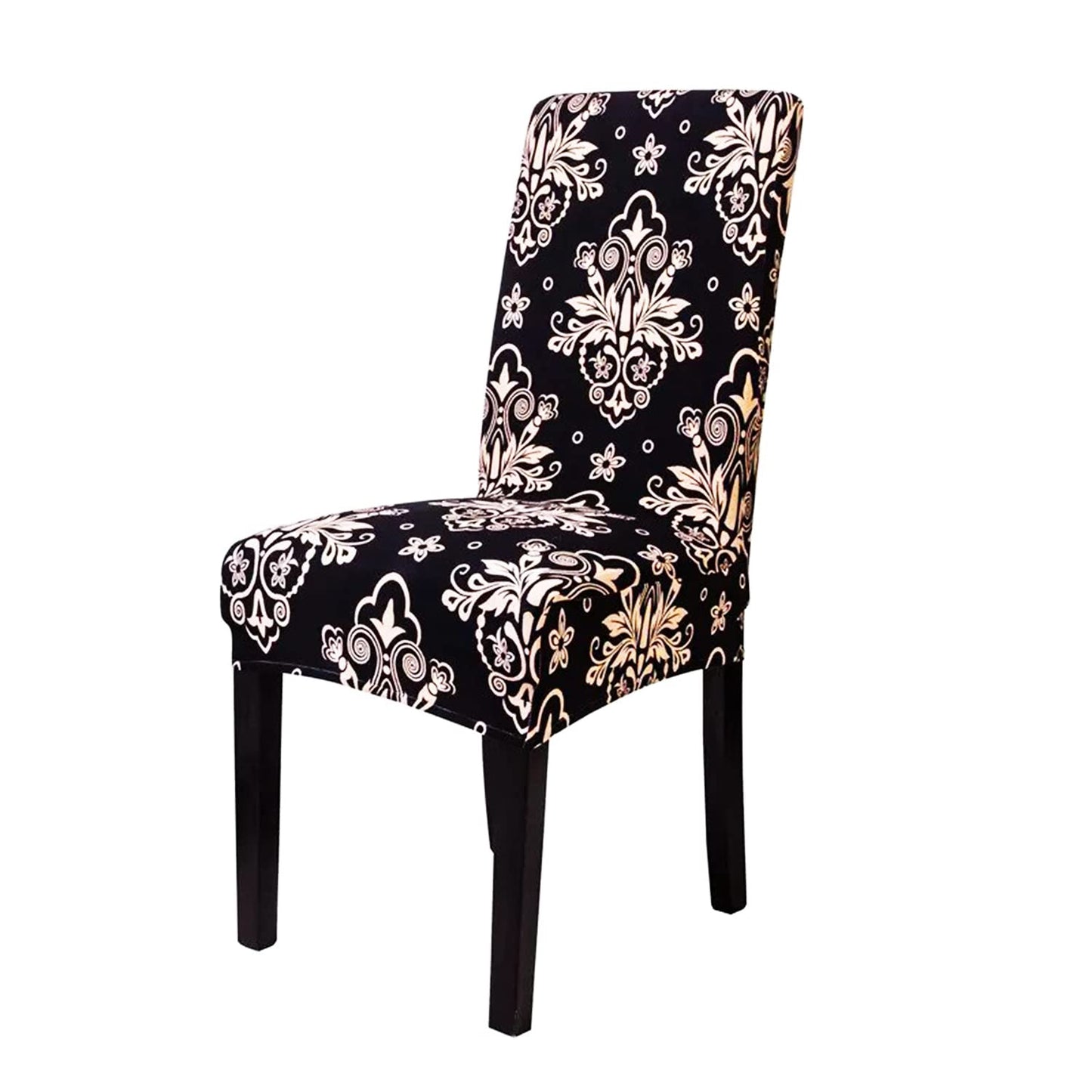 Floral Elastic Chair Cover (Cambric Black)