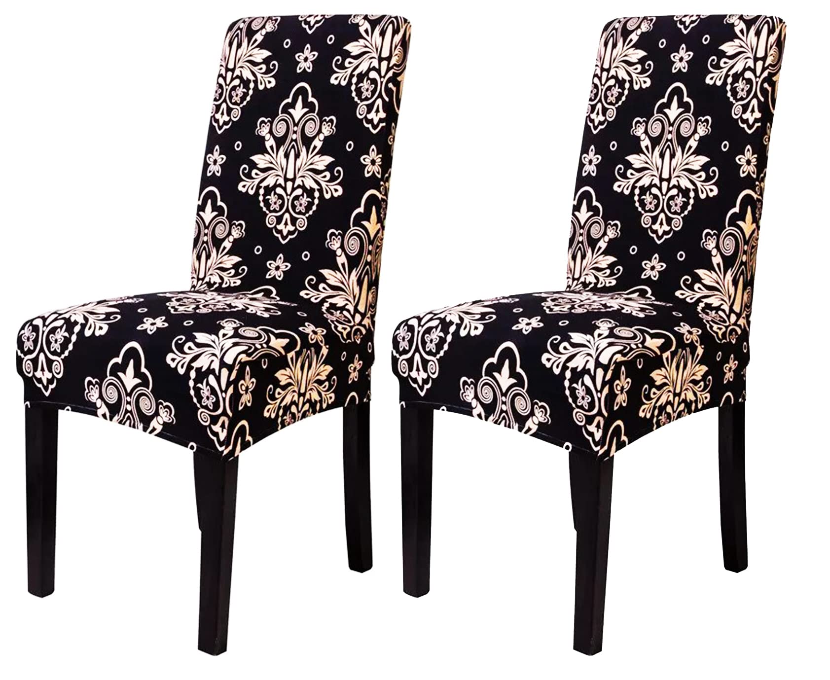 Floral Elastic Chair Cover (Cambric Black)