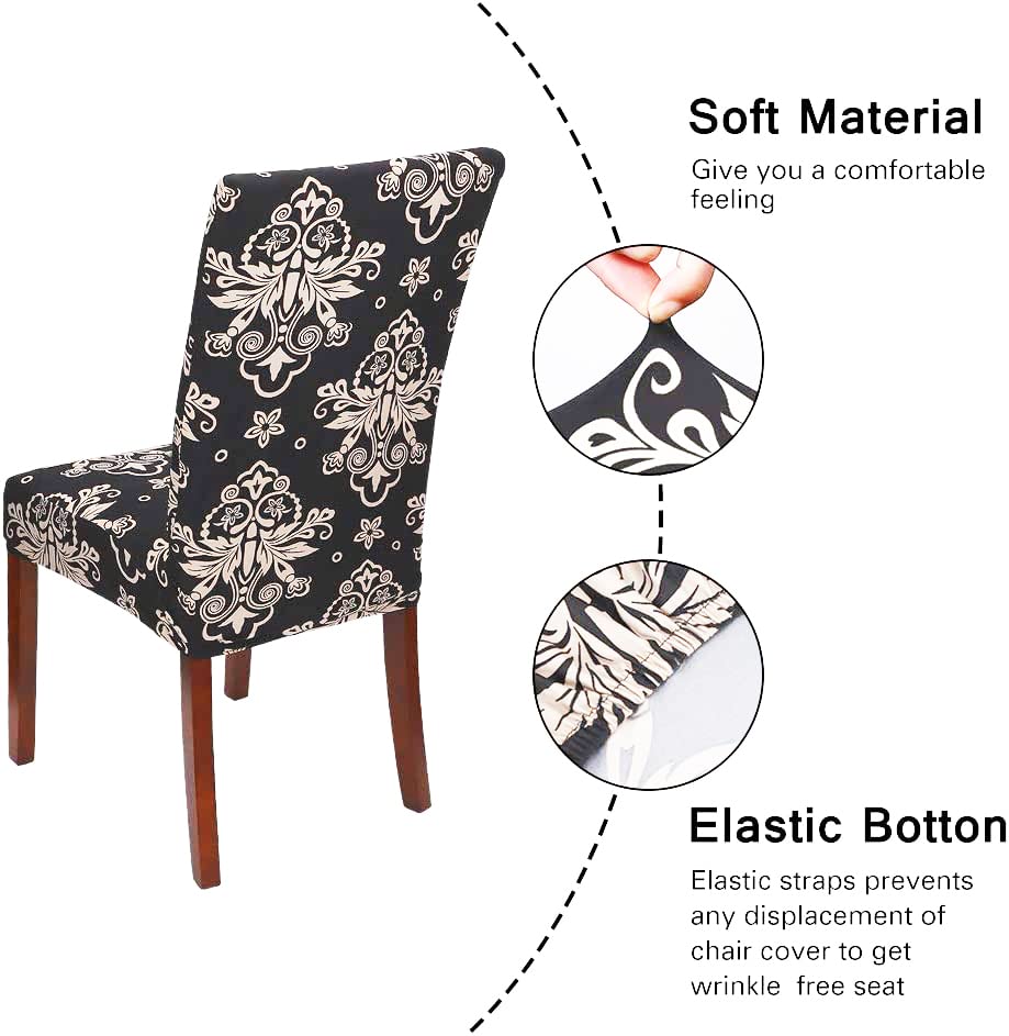 Floral Elastic Chair Cover (Cambric Black)