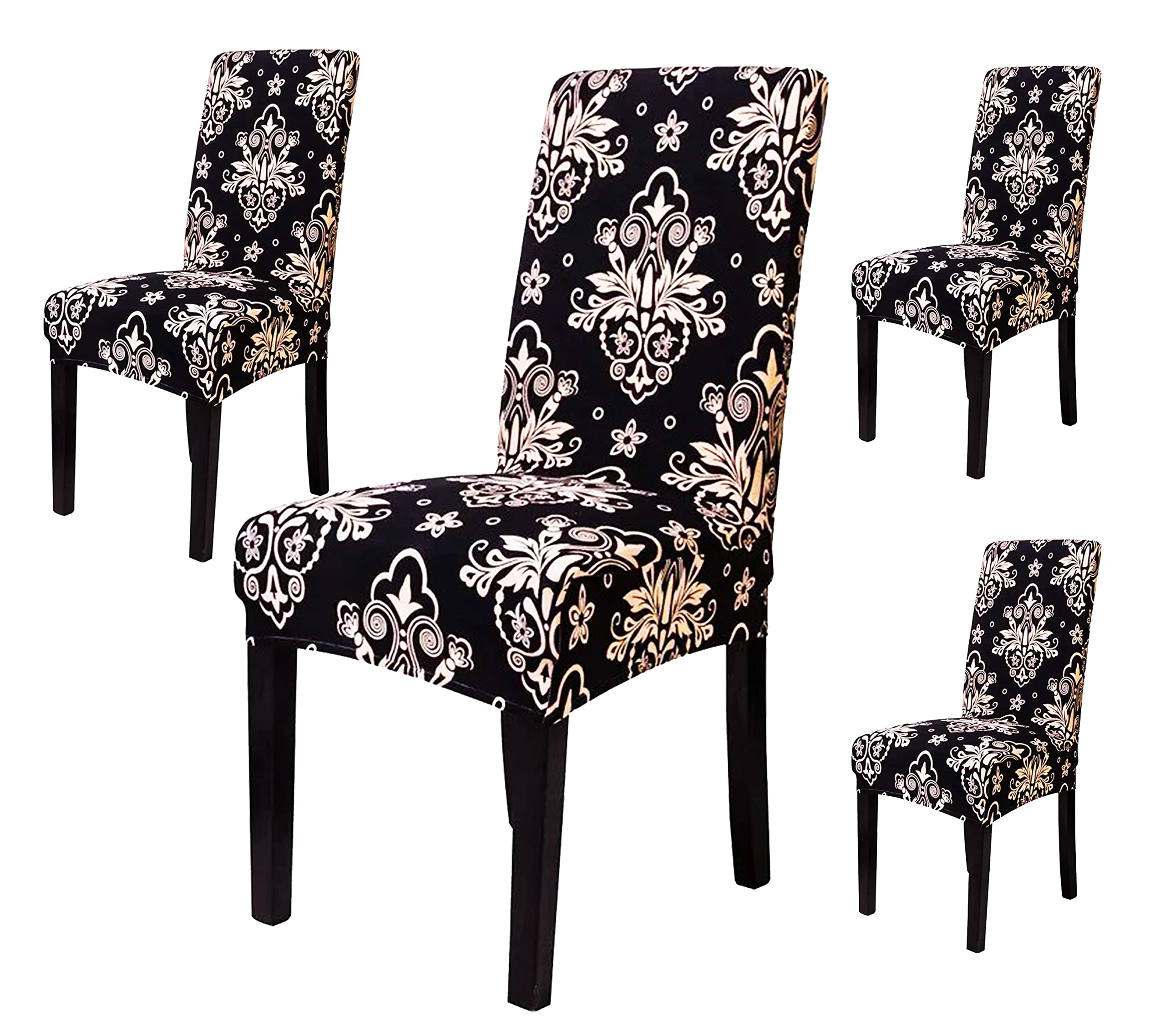 Floral Elastic Chair Cover (Cambric Black)