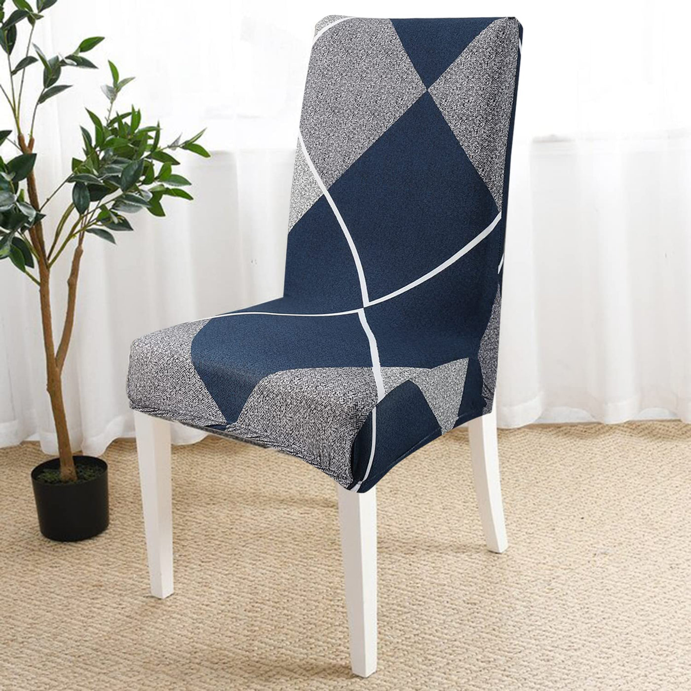 Elastic Chair Cover (Checkerplaid Blue)