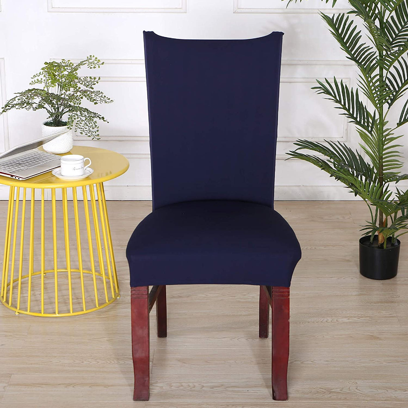 Solid Elastic Chair Cover - Dark Blue