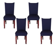 Solid Elastic Chair Cover - Dark Blue