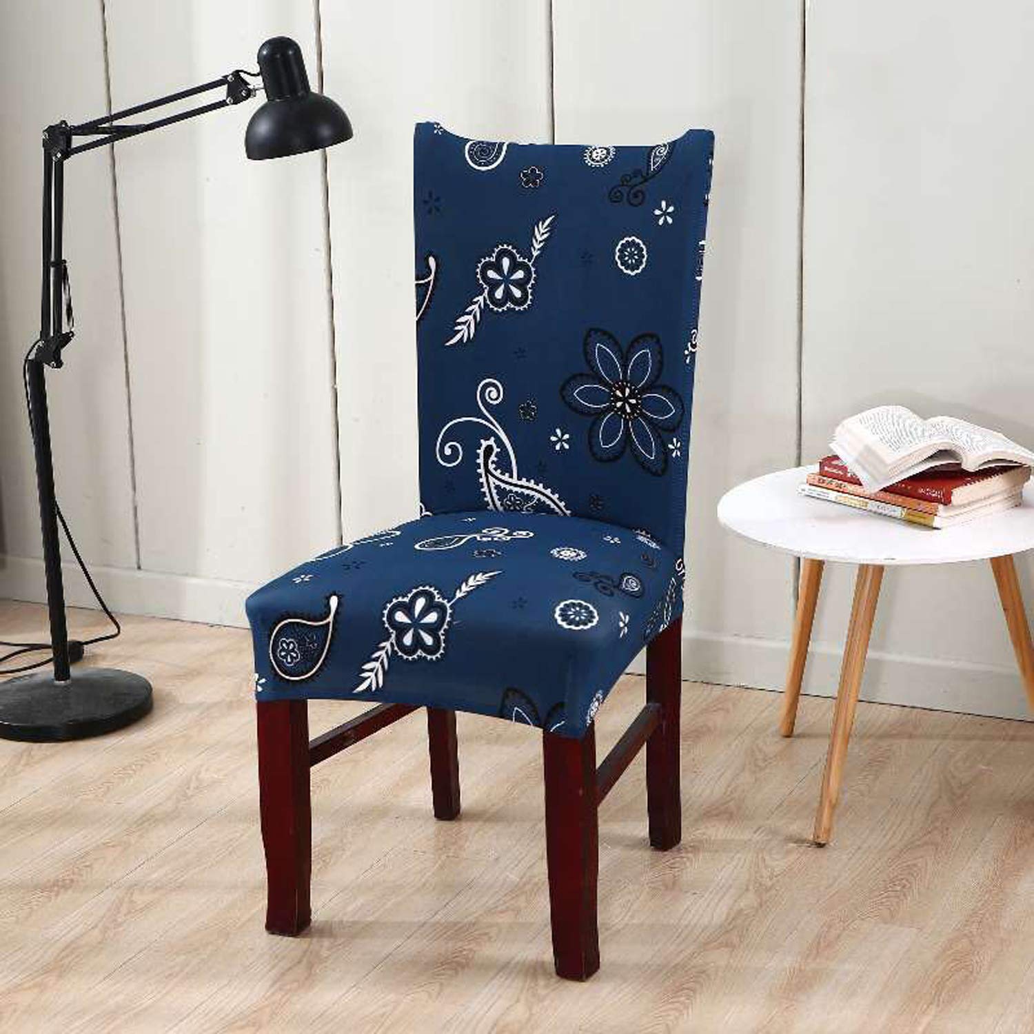 Polyester Elastic Stretch Removable Washable (Dark Blue Paisley)