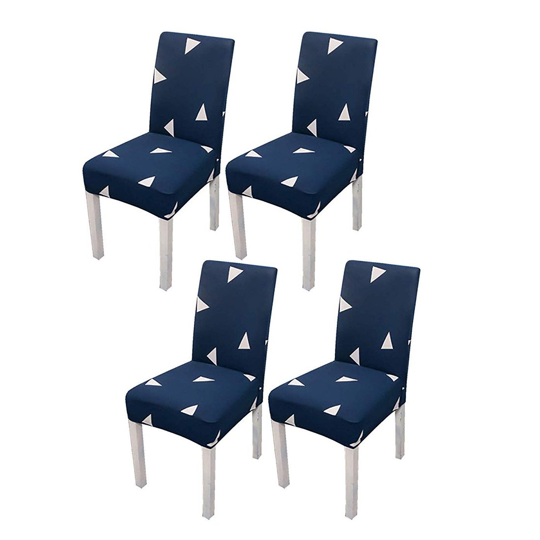 Printed Elastic Chair Cover - Dark Blue Triangle
