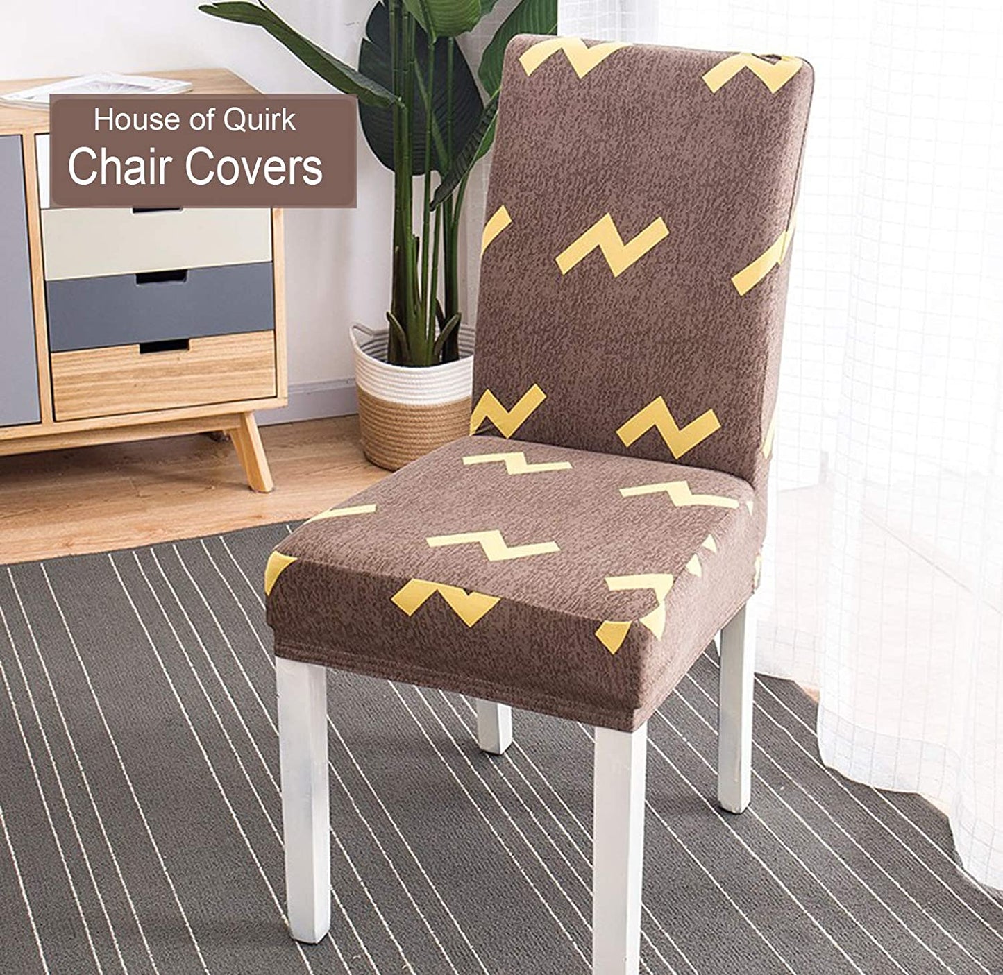 Printed Elastic Chair Cover - Flash Grey Yellow
