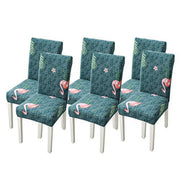 Printed Elastic Chair Cover - Green Flamingo