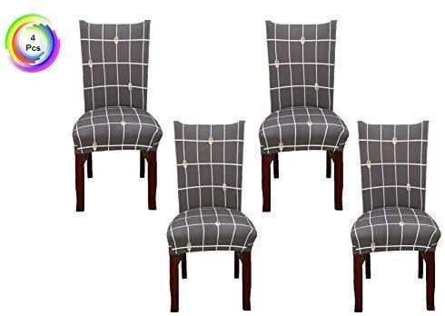 Printed Elastic Chair Cover - Grey Check