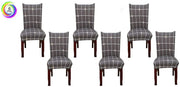 Printed Elastic Chair Cover - Grey Check