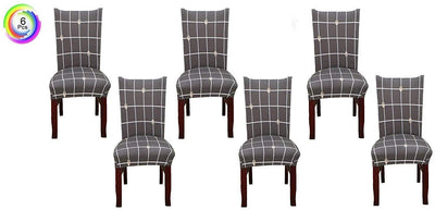 Printed Elastic Chair Cover - Grey Check