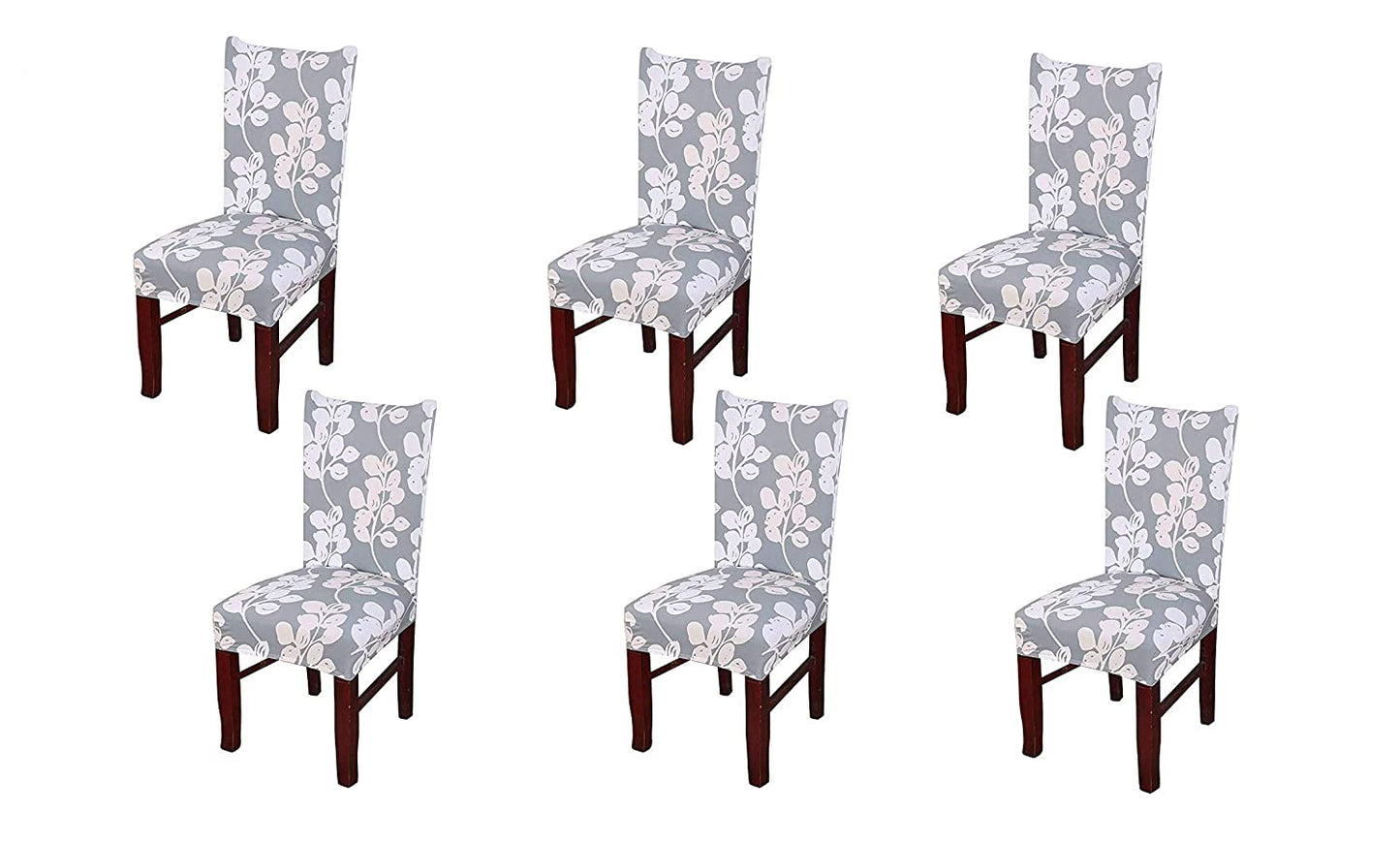 Printed Elastic Chair Cover - Grey Flower